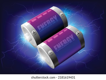 Illustration von zwei Batterien. Es ist für Energiekonzept