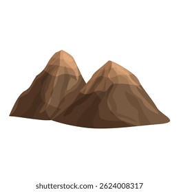Illustration of two big brown mountains standing tall under a clear blue sky