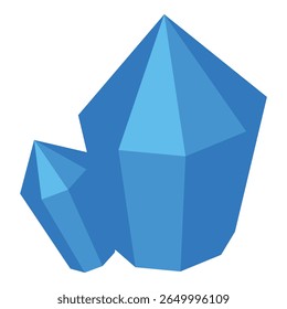Ilustración de dos grandes cristales azules claros están de pie sobre fondo blanco