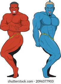 Illustration of two bodybuilder demons