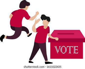 
illustration of two boy and vote box
