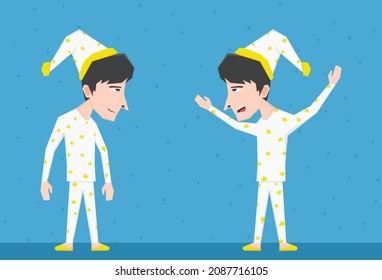 An illustration of a two boy wearing pajama with yellow stars pattern