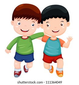 Illustration two boys have fun vector