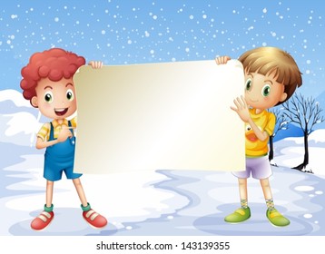 Ilustración de los dos muchachos con un cartón vacío
