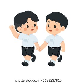Illustration of Two Boys Holding Hands