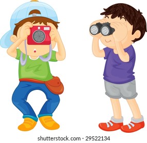 illustration of two boys on a school excursion