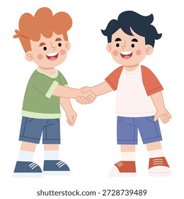 Illustration von zwei Jungen, die die Hände schütteln
