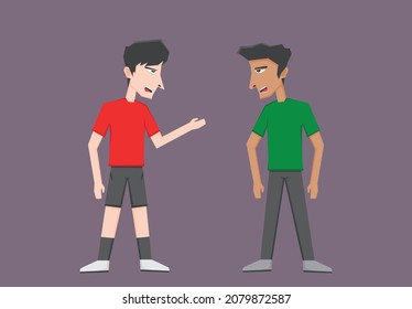 Ilustración de dos muchachos hablando entre sí