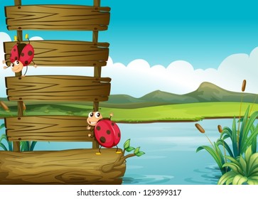 Ilustración de los dos bichos en el lago