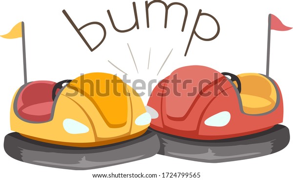 Illustration of Two Bumper Cars Bumping to Each\
Other with the Sound\
Bump