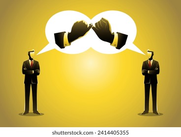 illustration of two businessman doing pinky promise to signify that a promise has been made, business concept