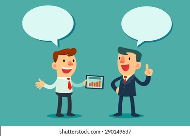 Illustration of two businessmen discussing business strategy