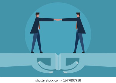 Ilustración de dos hombres de negocios haciendo bromas de puño hermano.
