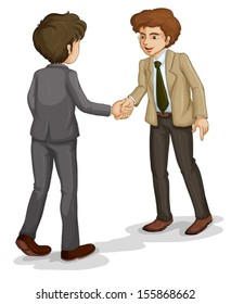 Illustration of the two businessmen shaking hands on a white background