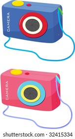 Illustration of two cameras on white