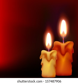 Illustration of two candles on dark background