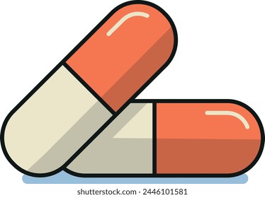 Illustration of two capsule pills