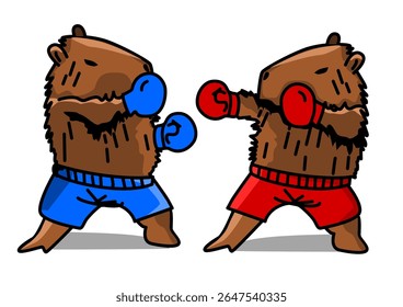 Illustration of two capybara boxing