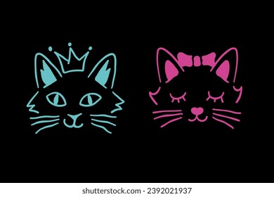 illustration two cat faces