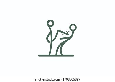Illustration of two characters of angry people in fighting poses. Line art concept