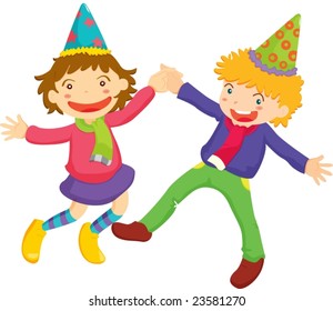 Illustration of two children celebrating