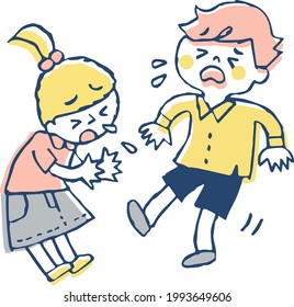 Illustration of two children sneezing