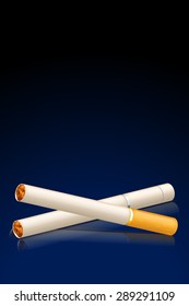 illustration of two cigarettes in the blue darkness background