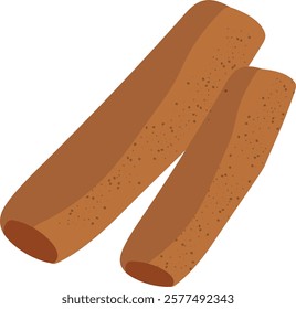 Illustration of two cinnamon sticks