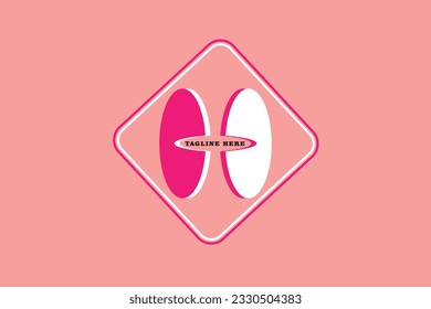 illustration of two circles with a box isolated on pink background