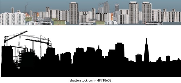 illustration with two cities landscapes