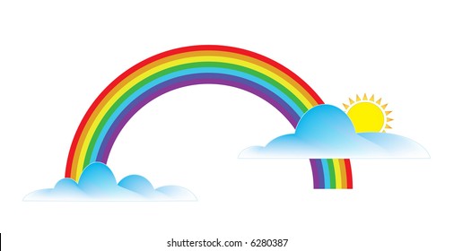 Illustration Two Clouds One Sun Rainbow Stock Vector (Royalty Free) 6280387