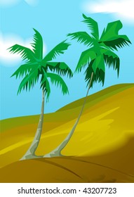 Illustration of two coconut tree	