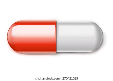 illustration of two colored pill on white with shadow