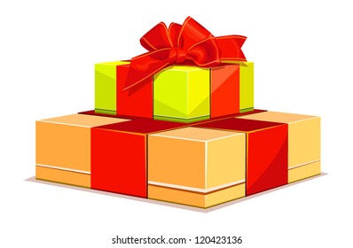 illustration of two colorful gift box on white background