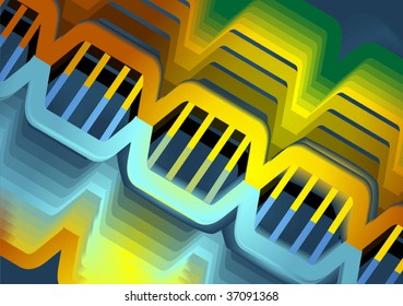 Illustration of two colour pattern of DNA model	