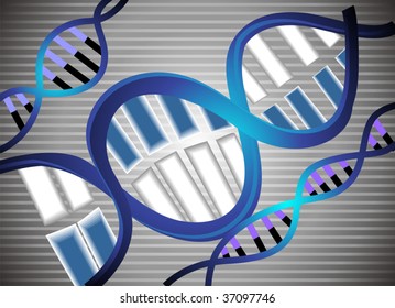 Illustration of two colour pattern of DNA model	