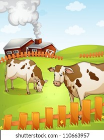illustration of two cows in the nature