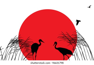 ilustración con dos grúas apresuradas