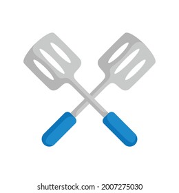 Illustration of two crossed spatula with shadow detail flat design art vector