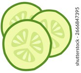 Illustration of two cucumber slices on white background