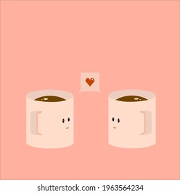 Illustration Two Cups Coffee Romantic Story Stock Vector (Royalty Free ...