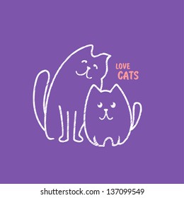 Illustration of two cute cats