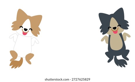 Uma ilustração de dois bonitos personagens de cachorro de pé um de frente para o outro.