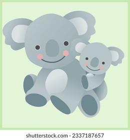 illustration of two cute happy koalas