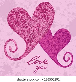  Illustration of two cute hearts