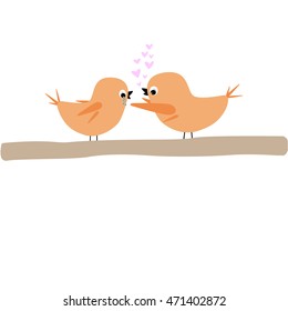 illustration of two cute love birds.Vector illustration