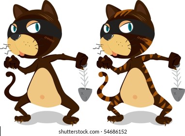 Illustration of two dancing cats on white background