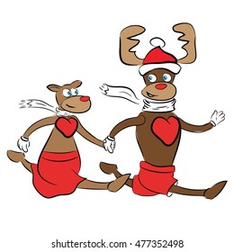 illustration of two deer Christmas