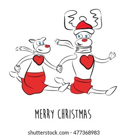 illustration of two deer Christmas
