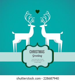 illustration of two deer on  Christmas greeting card